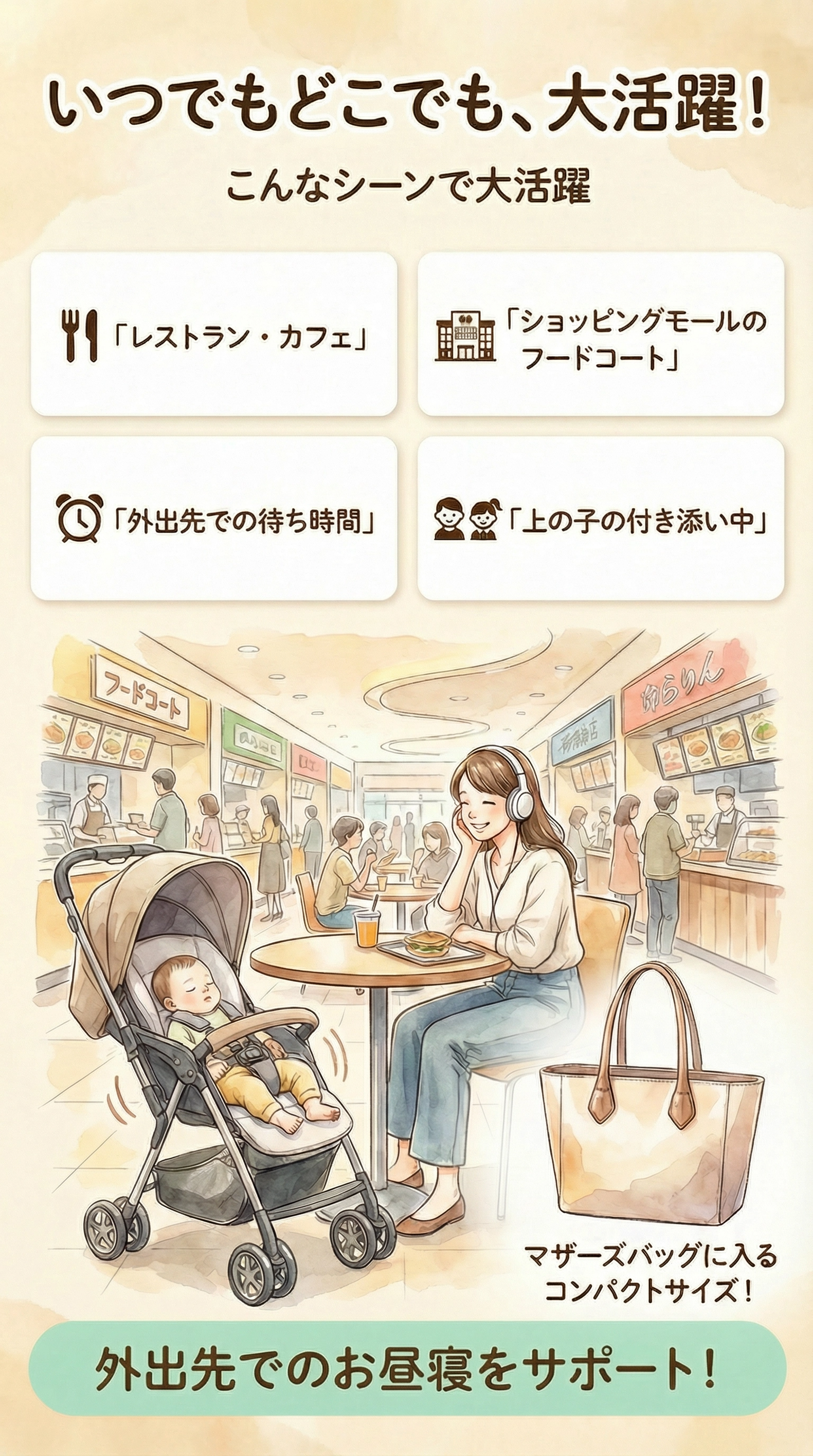 【予約販売中！】ゆらりん　自動ベビーカー揺らし 電動 USB 赤ちゃん用 スムーズな揺れ機能付き